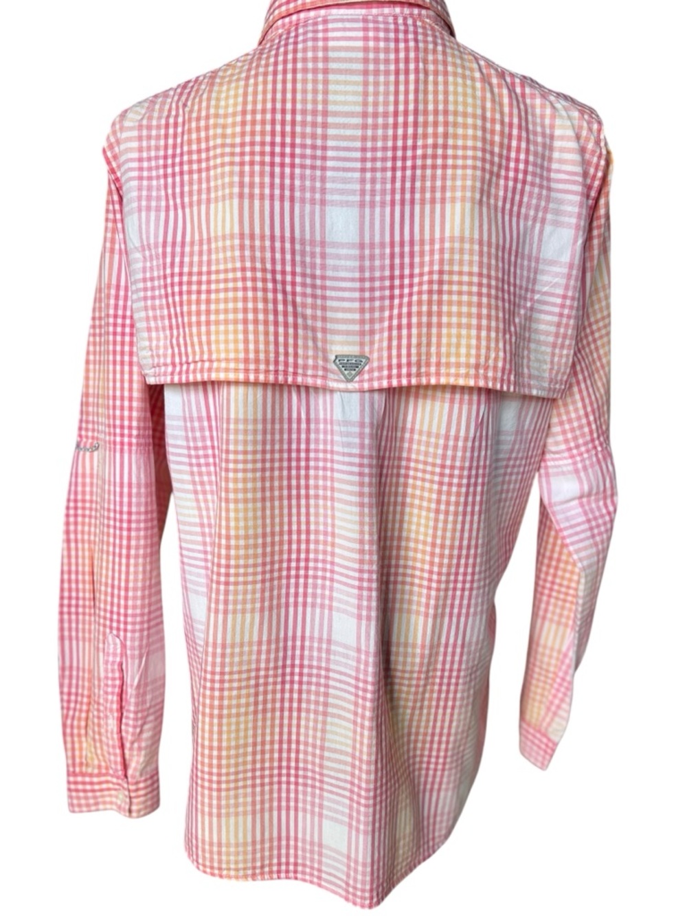 Columbia PFG Super Bonehead Shirt Womens Large Pink Plaid Fishing Button Up - Picture 4 of 8